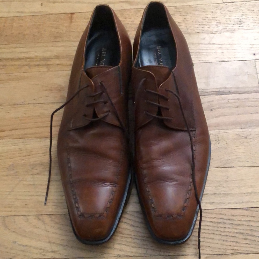 Brunomagli Brown Leather Men’s Oxford Shoes 10.5 M Made in Italy 🇮🇹